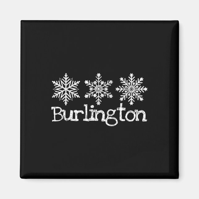 Aimant Burlington Vermont Snowflakes Ski Skier Rus (Devant)