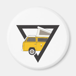 Aimant bus jaune classique triangle