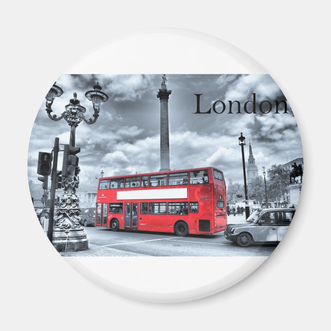 Aimant BUS LONDRES en noir et blanc (St.K. (Devant)
