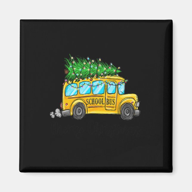 Aimant Bus scolaire jaune Noël Light Tree Driver Paja (Devant)