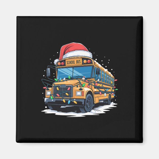 Aimant Bus scolaire Noël Arbre mignonne Santa Hat Lights  (Devant)