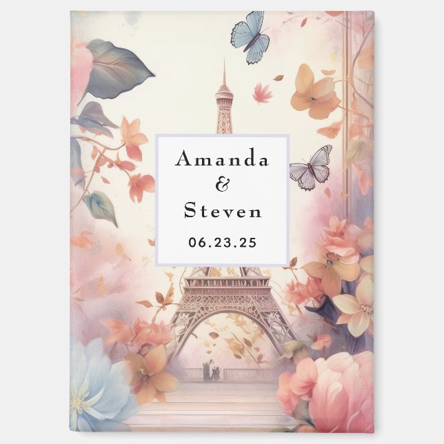 Aimant Butterflies et fleurs de la Tour Eiffel Sauvez la  (Recto)