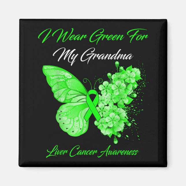 Aimant Butterfly I Wear Green For My Grandma Liver Cancer (Devant)