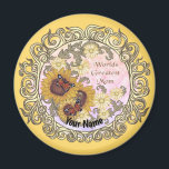 Aimant Butterfly Sunflower Mom custom name<br><div class="desc">Butterfly Sunflower Mom custom name magnet by ArtMuvz Illustration. Matching mom apparel, Mom t-shirts, mothers day gifts for Mother, Grandma.To personalize click on "personalize this template" then edit the fields provided for your custom gift. You can add your name or add text instead. Customize this mom magnet to make it...</div>