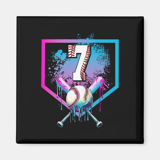 Aimant Bysebyll Drip 7e anniversaire Home Plate Garçons J (Devant)