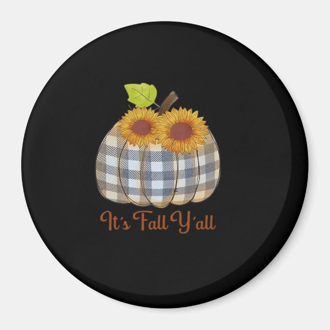 Aimant C’est automne Y’all Citrouille Plaid Design Hallow (Devant)