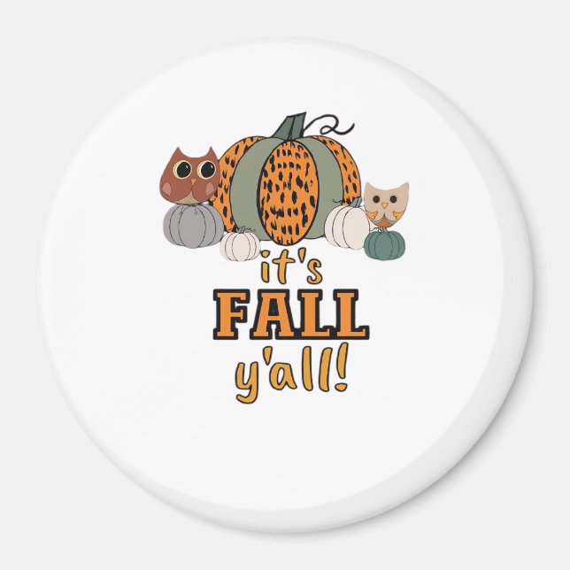 Aimant C’est Fall Y’all, Leopard Citrouilles and Owls (Devant)