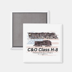 Aimant C&O Classe H-8 Locomotive Allegheny - Drapeau amér