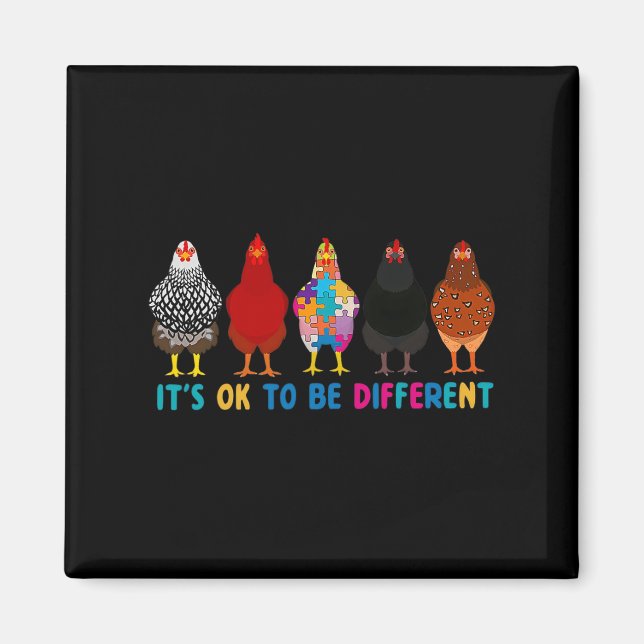 Aimant Ça va d'être différent mignon poulets Autisme Awar (Devant)