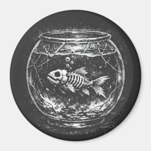 Aimant "Ça va super" - Poisson rouge squelettique par Bur