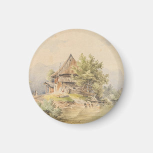 Aimant Cabane en bois au bord du lac – Carl Lafite