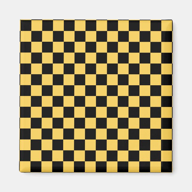 Aimant Cabine jaune à damiers motif (Devant)