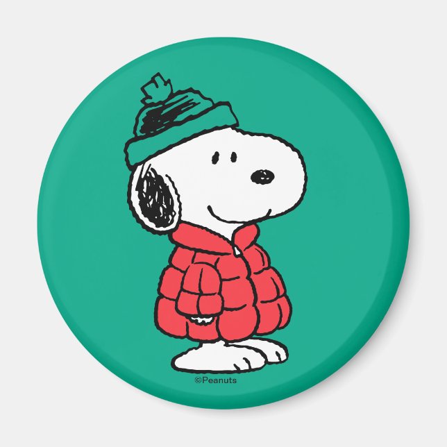 Aimant cacahuètes | Snoopy Chat d'hiver et Casquette (Devant)