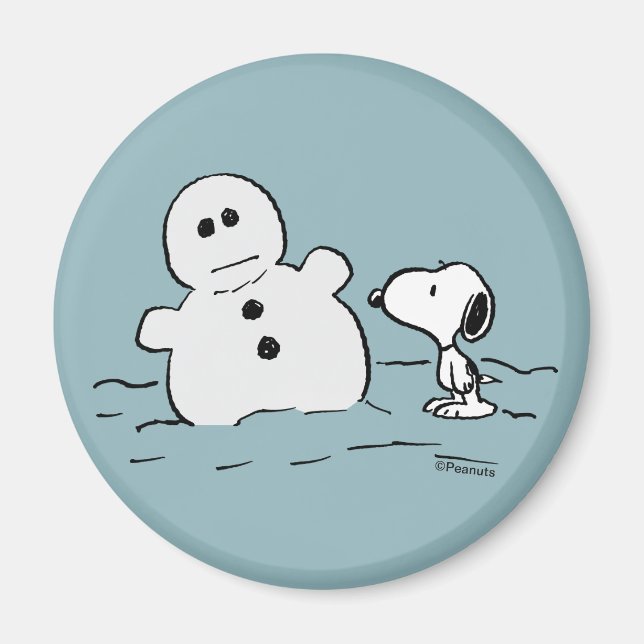 Aimant cacahuètes | Snoopy Construit Un Snowman (Devant)