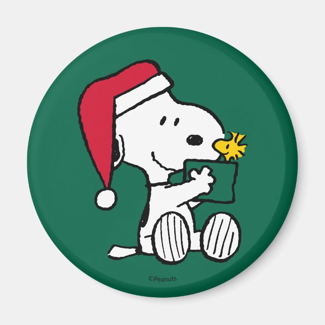 Aimant cacahuètes | Snoopy Père Noël & Woodstock Cadeau (Devant)