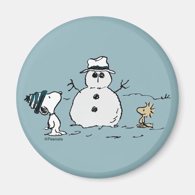 Aimant cacahuètes | Snoopy & Woodstock Build A Snowman (Devant)