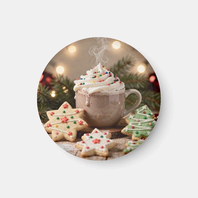 Aimant Cacao Chaud et Biscuits au Sucre | Noël (Devant)