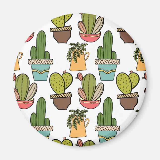 Aimant Cactus Intérieur & Succulents Dans Les Pots Motif (Devant)