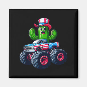 Aimant Cactus Riding Monster Truck 4 Juillet