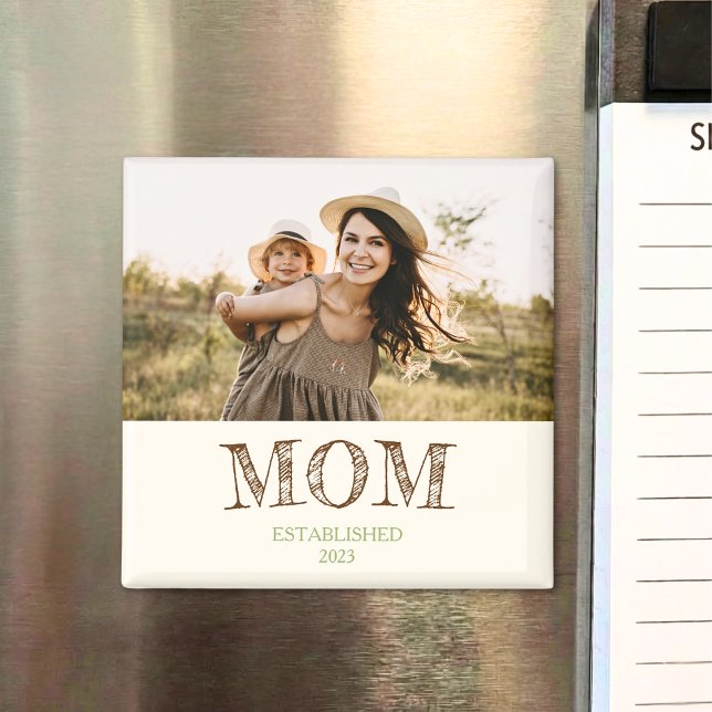 Aimant Cadeau Année de Maman Établie Rustique (Créateur téléchargé)