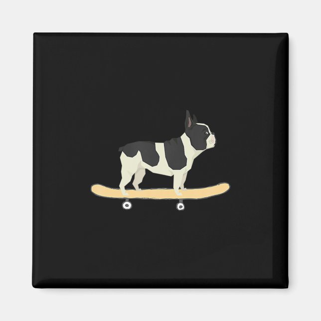 Aimant Cadeau chiot bouledogue français en skateboard  (Devant)