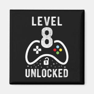 Aimant Cadeau d'anniversaire 8 ans de jeu vidéo Niveau 8 