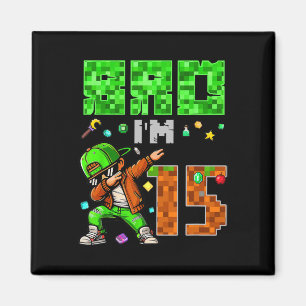 Aimant Cadeau d'anniversaire de style Pixel Dab Gamer pou
