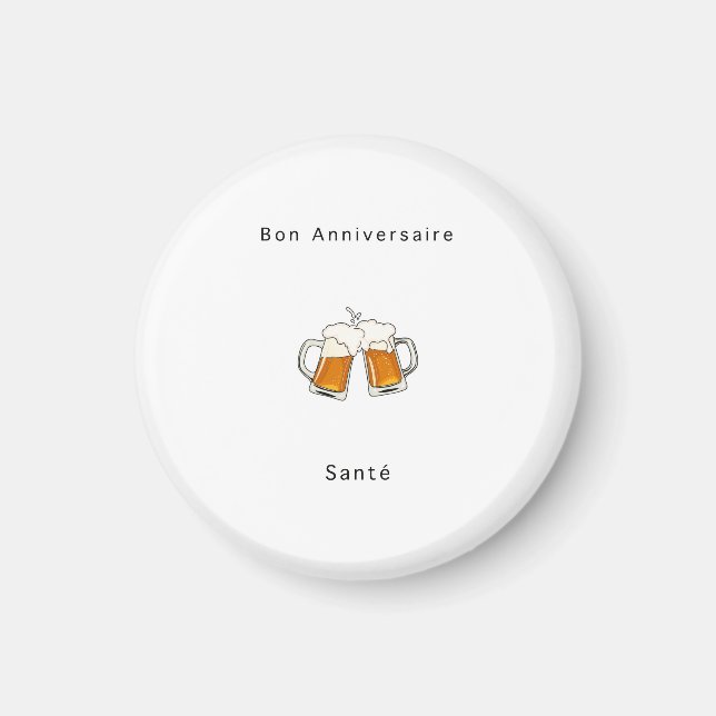 Aimant Cadeau d'anniversaire français, Joyeux Anniversair (Devant)