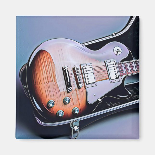 Aimant cadeau d'anniversaire guitariste vintage (Devant)