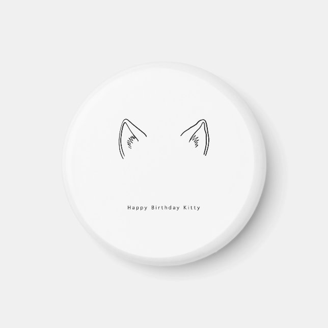 Aimant Cadeau d'anniversaire, kitty joyeux anniversaire,  (Devant)