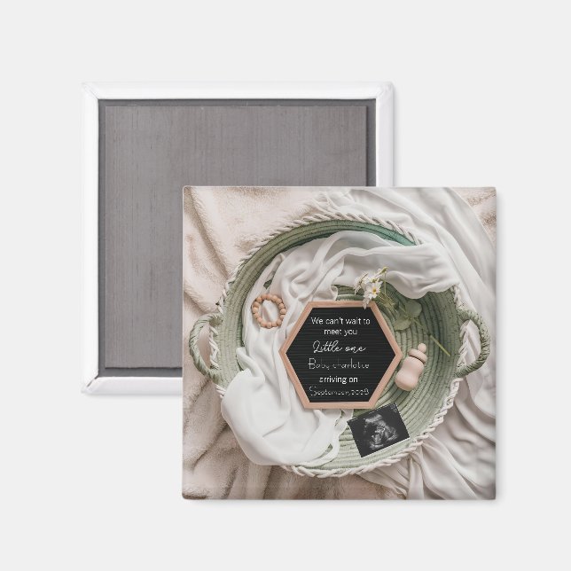 Aimant Cadeau d'annonce de grossesse simple et neutre (Recto/Verso)