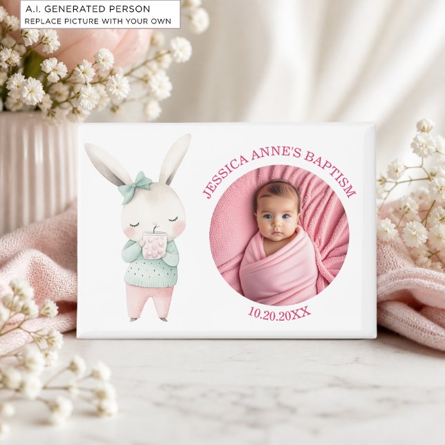 Aimant Cadeau de baptême pour fille avec photo spéciale (Créateur téléchargé)