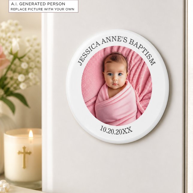 Aimant Cadeau de baptême pour fille avec photo spéciale (Créateur téléchargé)