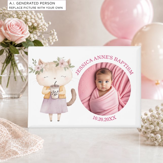 Aimant Cadeau de baptême spécial pour fille avec photo (Créateur téléchargé)