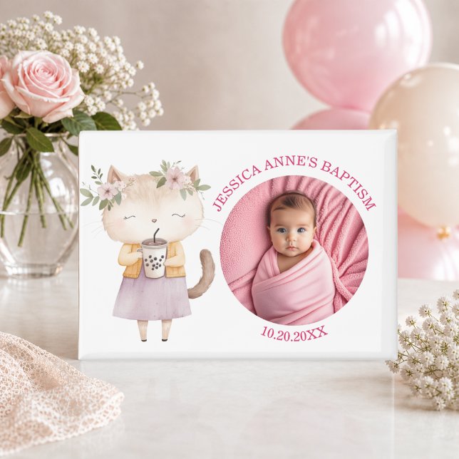 Aimant Cadeau de baptême spécial pour fille avec photo (Créateur téléchargé)