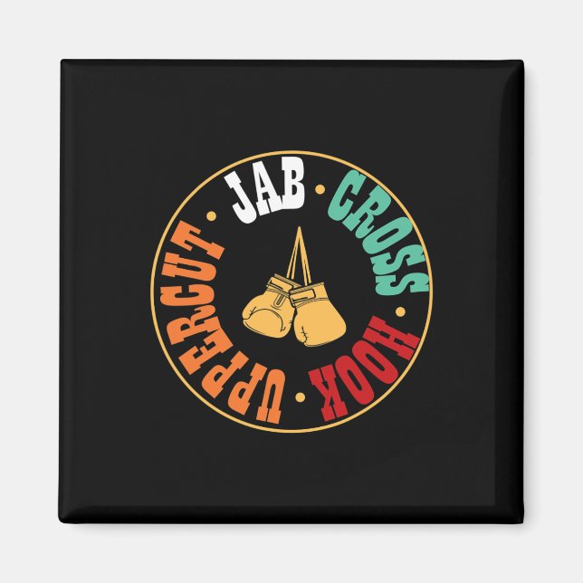 Aimant Cadeau de boxe kickboxing Jab Cross Hook Upper (Devant)