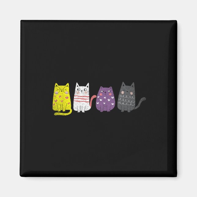 Aimant Cadeau de chat animal mignon Non Pride binaire Age (Devant)