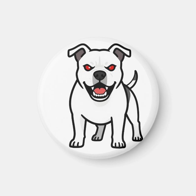 Aimant Cadeau de chien de dessin animé Pitbull blanc aux  (Devant)