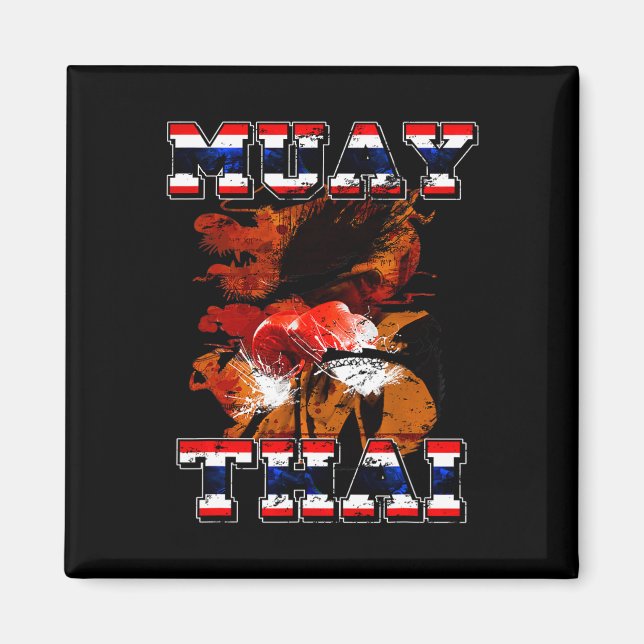 Aimant Cadeau de combattant de boxe thaïlandaise Thaïland (Devant)