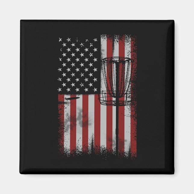 Aimant Cadeau de disque de golf de drapeau américain rétr (Devant)