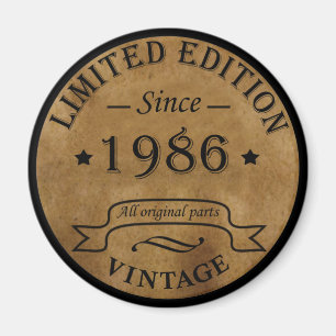 Aimant Cadeau de fête d'anniversaire de 1986