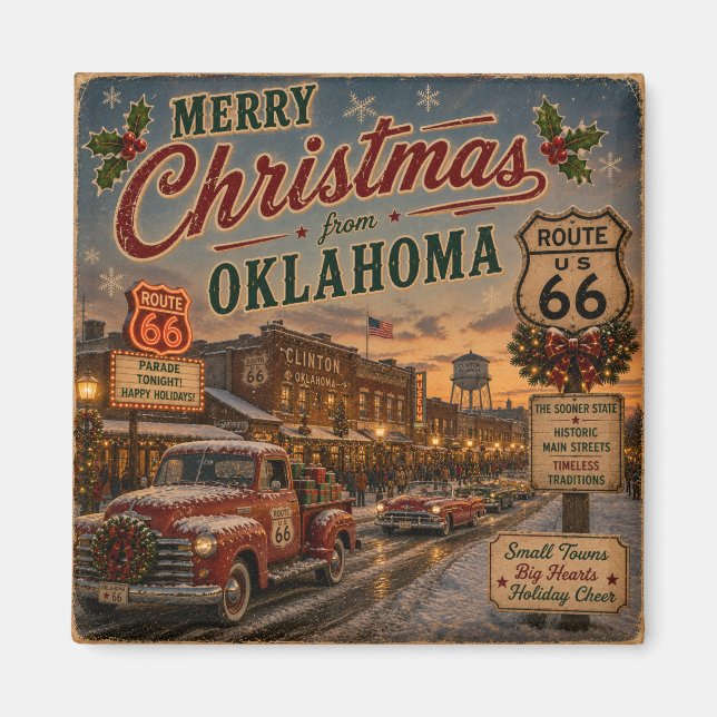 Aimant Cadeau de fête de l'Oklahoma Route 66 (Devant)