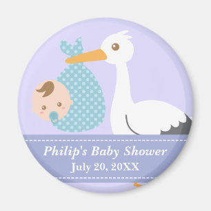 Aimant Cadeau de fête pour Baby Shower - La cigogne livre