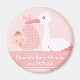Aimant Cadeau de fête pour Baby Shower - La cigogne livre