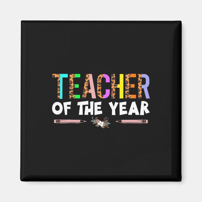 Aimant Cadeau de fête pour l'enseignant de l'année Apprec (Devant)