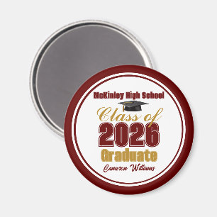 Aimant Cadeau de fin d'études Marron Or Promotion 2026
