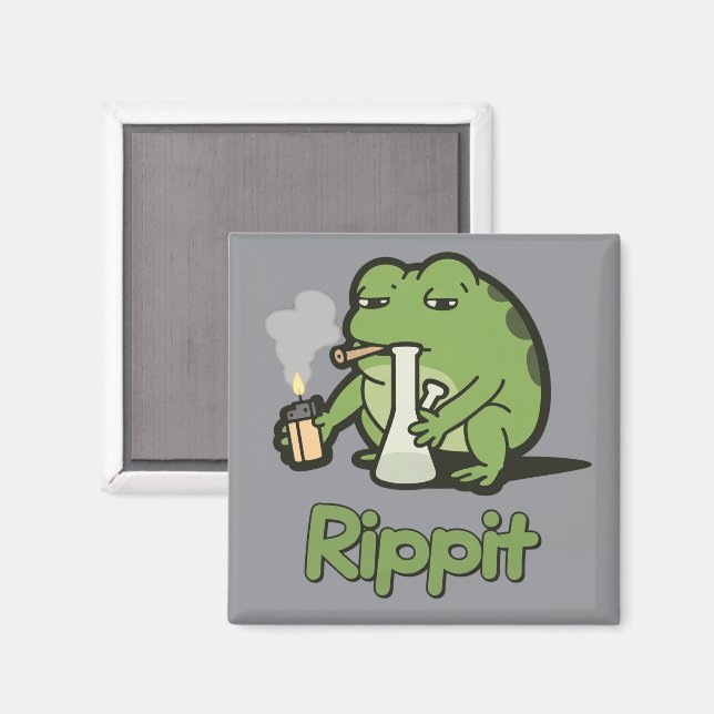 Aimant Cadeau de fumeur de grenouille drôle Rippit, Greno (Recto/Verso)