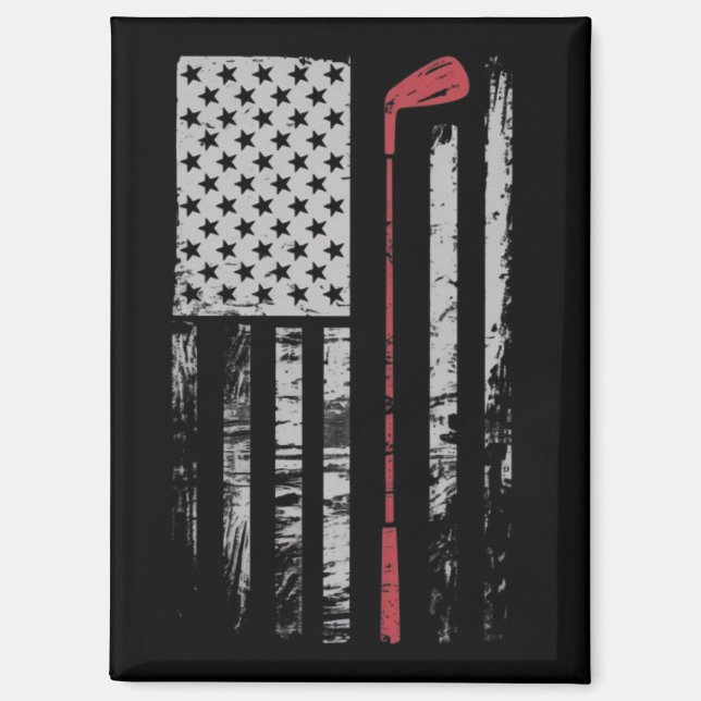 Aimant Cadeau de golf Drapeau Américain Vintage Golfeur  (Recto)