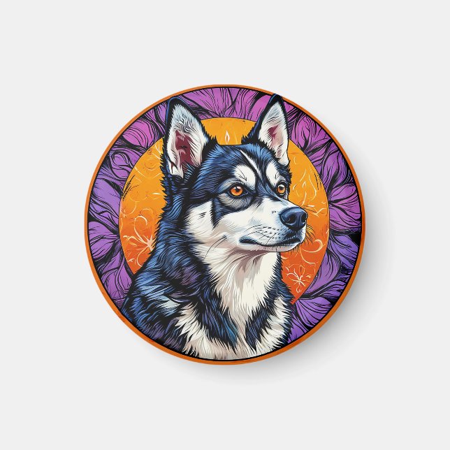 Aimant Cadeau de Husky sibérien (Devant)