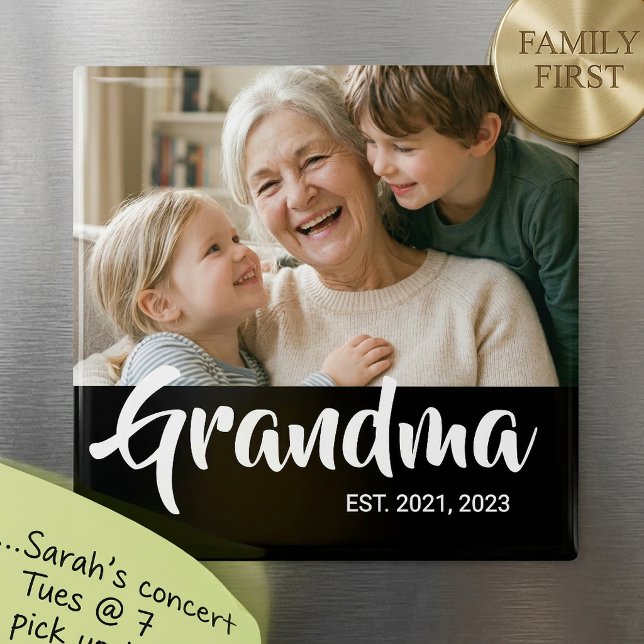 Aimant Cadeau de la fête des grands-parents établi par gr (Grandma Established Photo Gift Magnet)